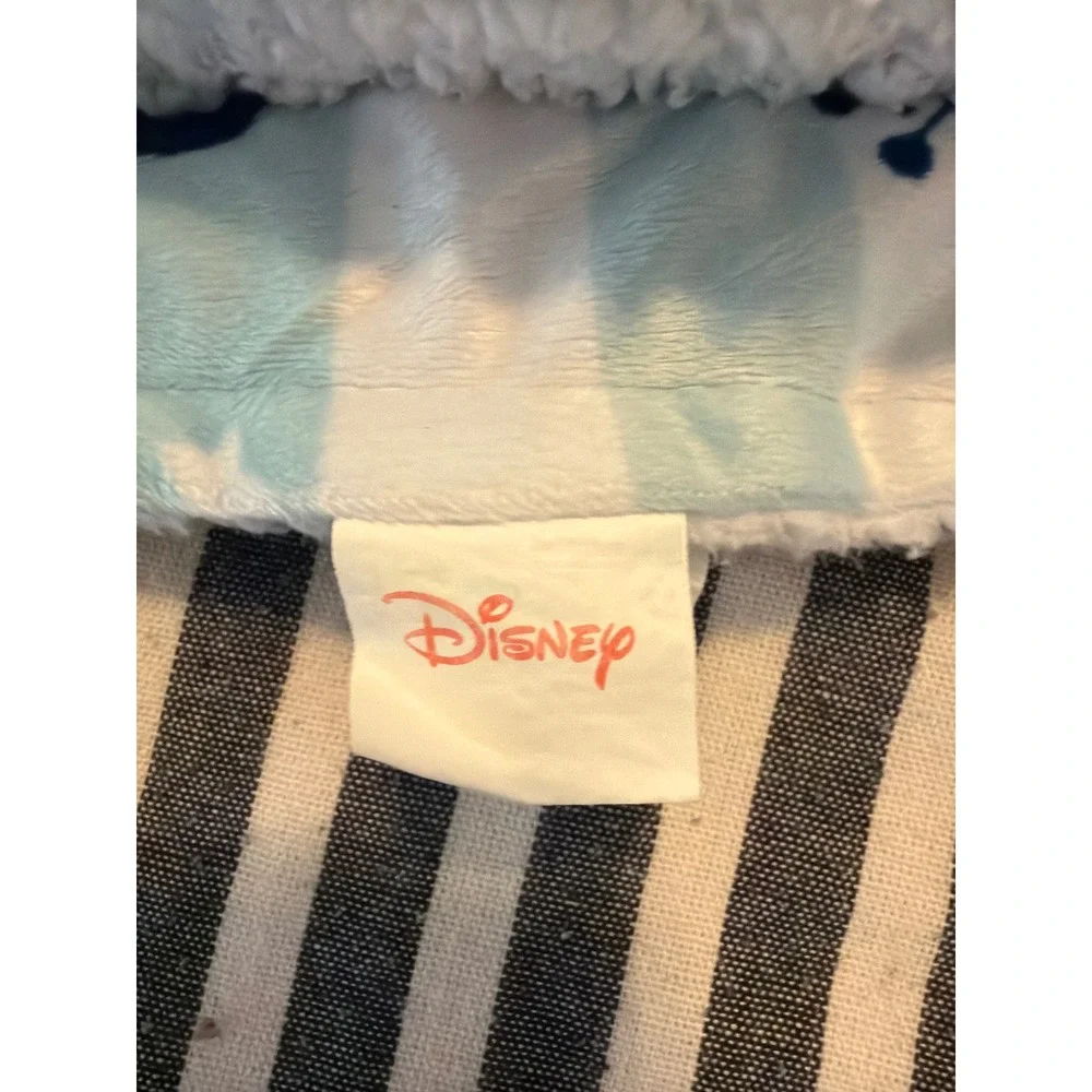 Disney Mickey Mouse Christmas Sherpa Throw Blanket Blue White Stripe Santa Hat